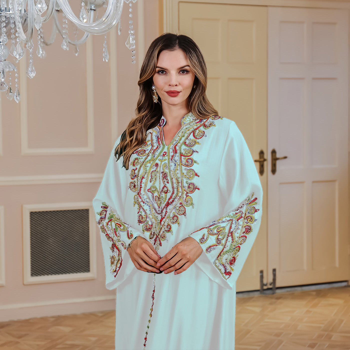 Women's robe Muslim rope embroidered robe