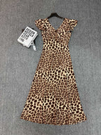 French V-neck silk print dress