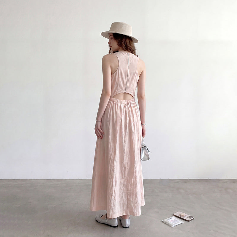 Back waist hollow sleeveless dress
