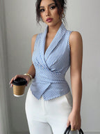 Tie-waist slimming vest shirt