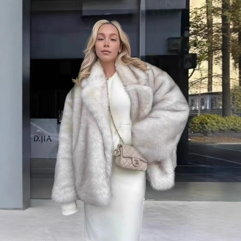 Fur fur long-sleeved cardigan top