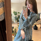 Silk floor-to-ceiling dress crew neck dress