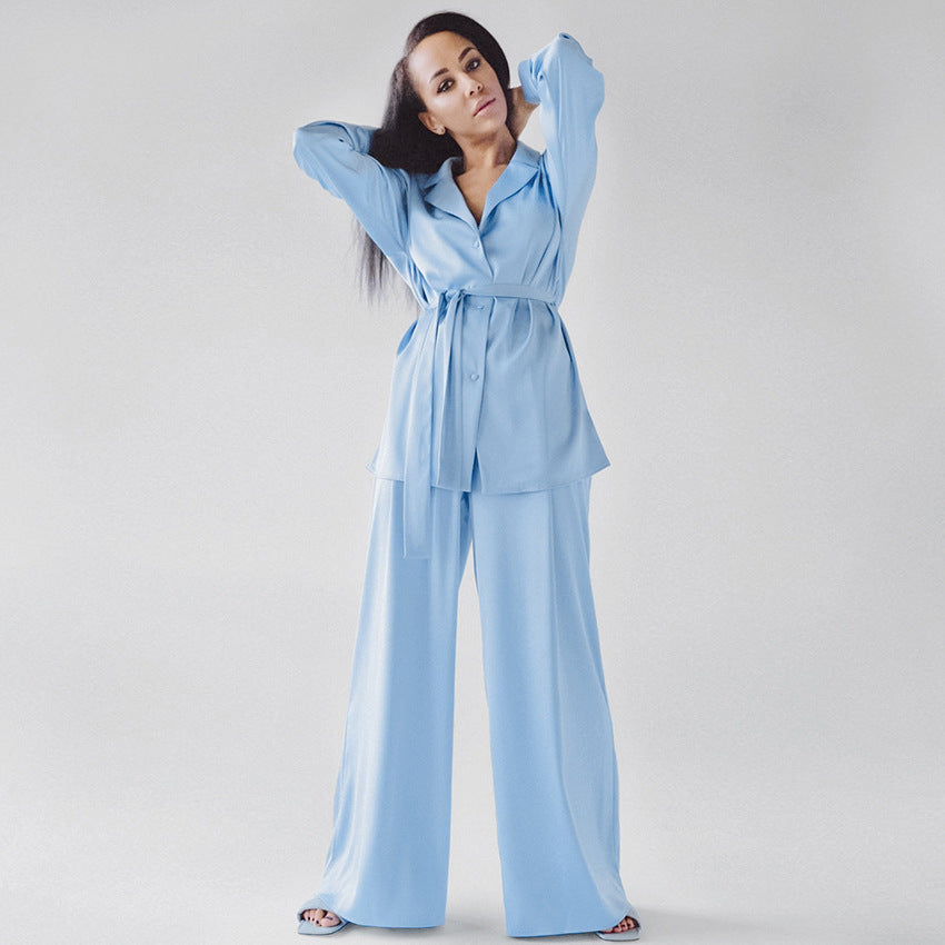 Simulated silk loungewear set