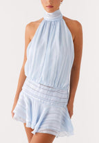 Sleeveless straps backless sexy short dress