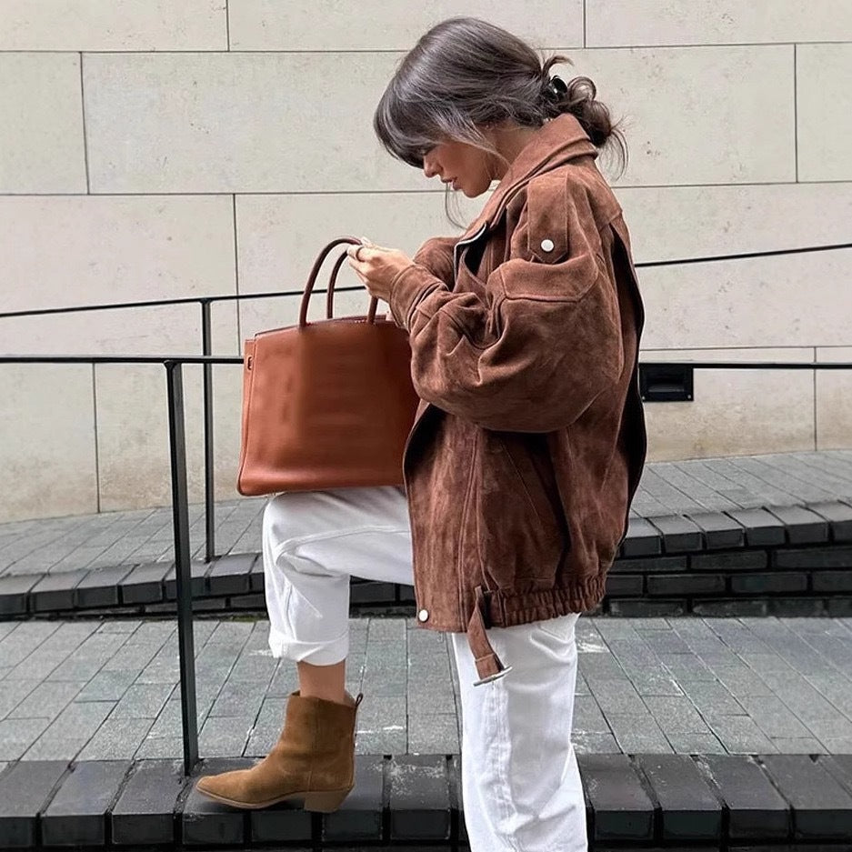 Casual brown loose jacket