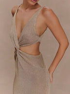 V-neck kink vest long skirt