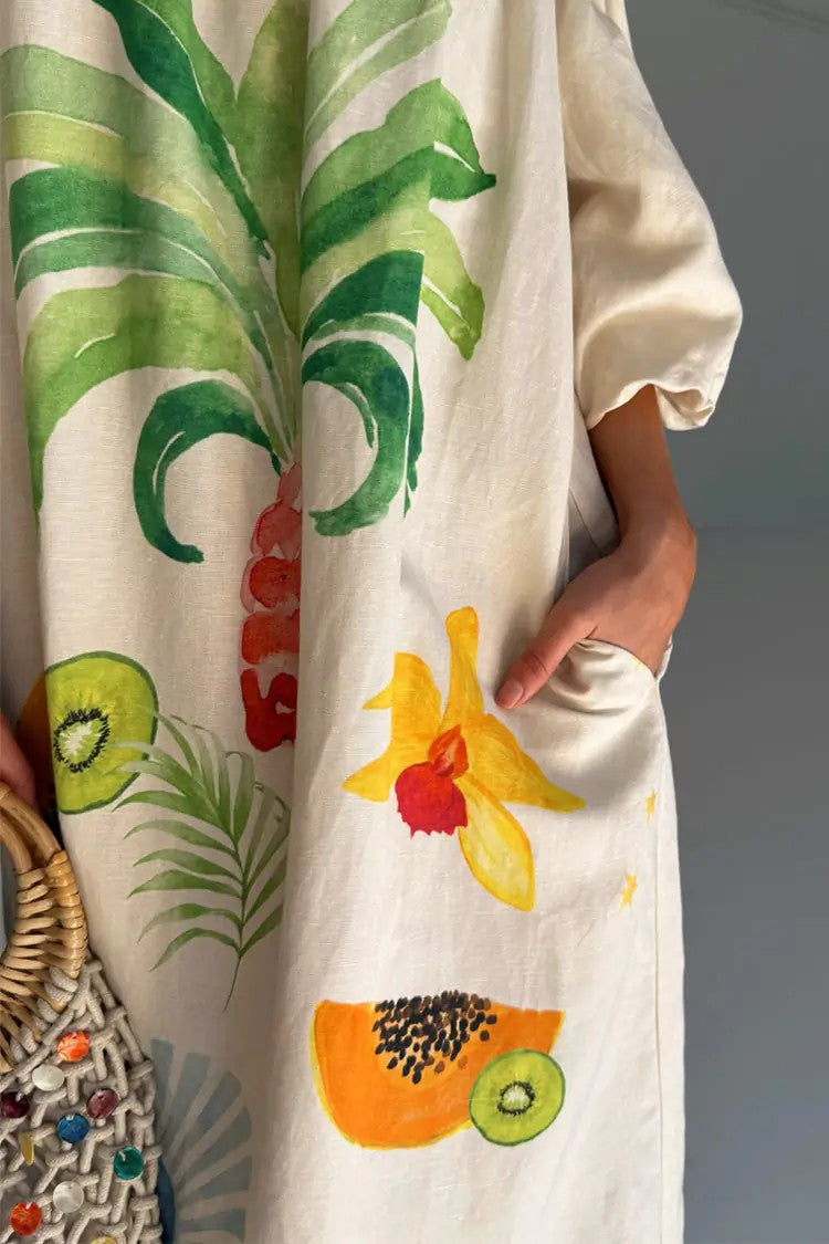 Casual Fashion Linen Loose Shoulder Dress