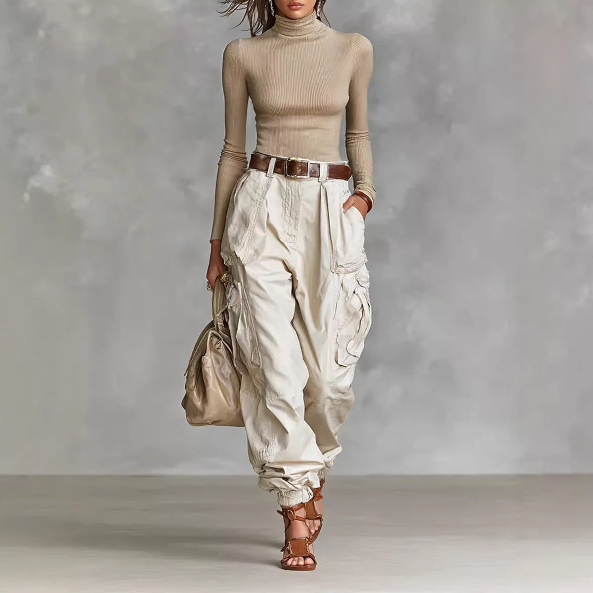 Multi-pocket tooling trousers for women