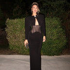 Crew neck elegant split evening dress hip wrap dress