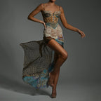 Split tube top chiffon dress