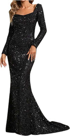 V-neck horn sleeve evening dress