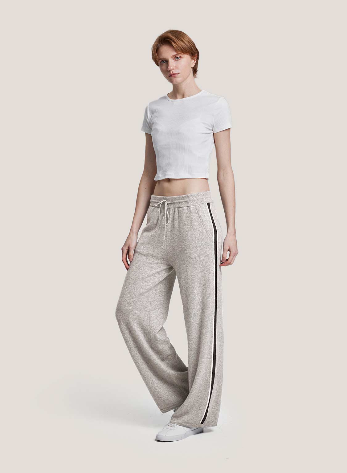 Pure Merino Wool Racer Stripe Track Pants