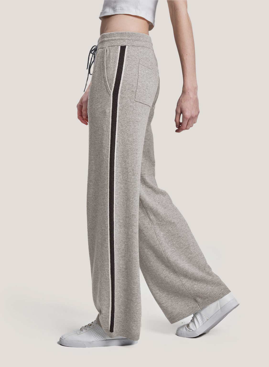 Pure Merino Wool Racer Stripe Track Pants