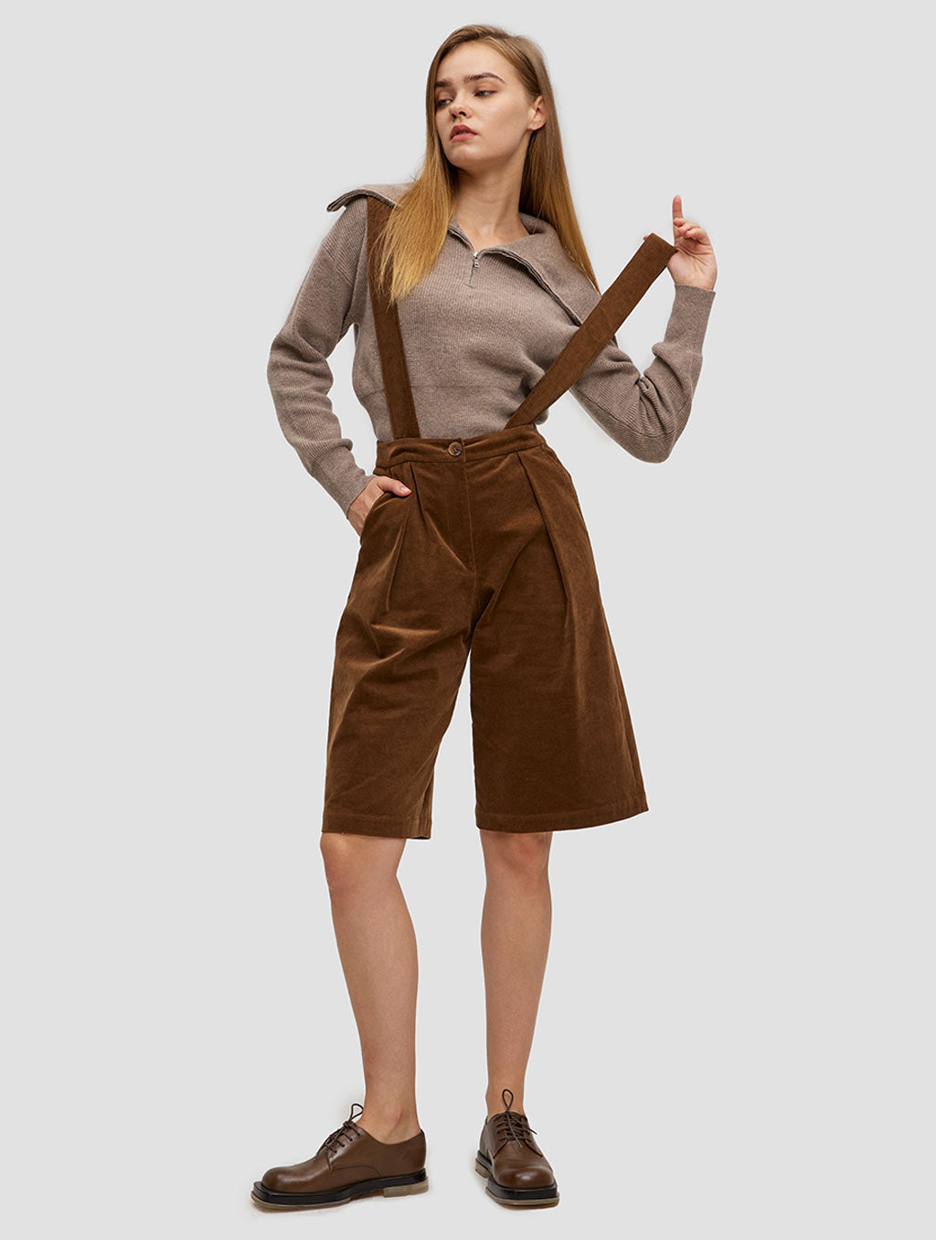 Overall Shorts - whole body- brown