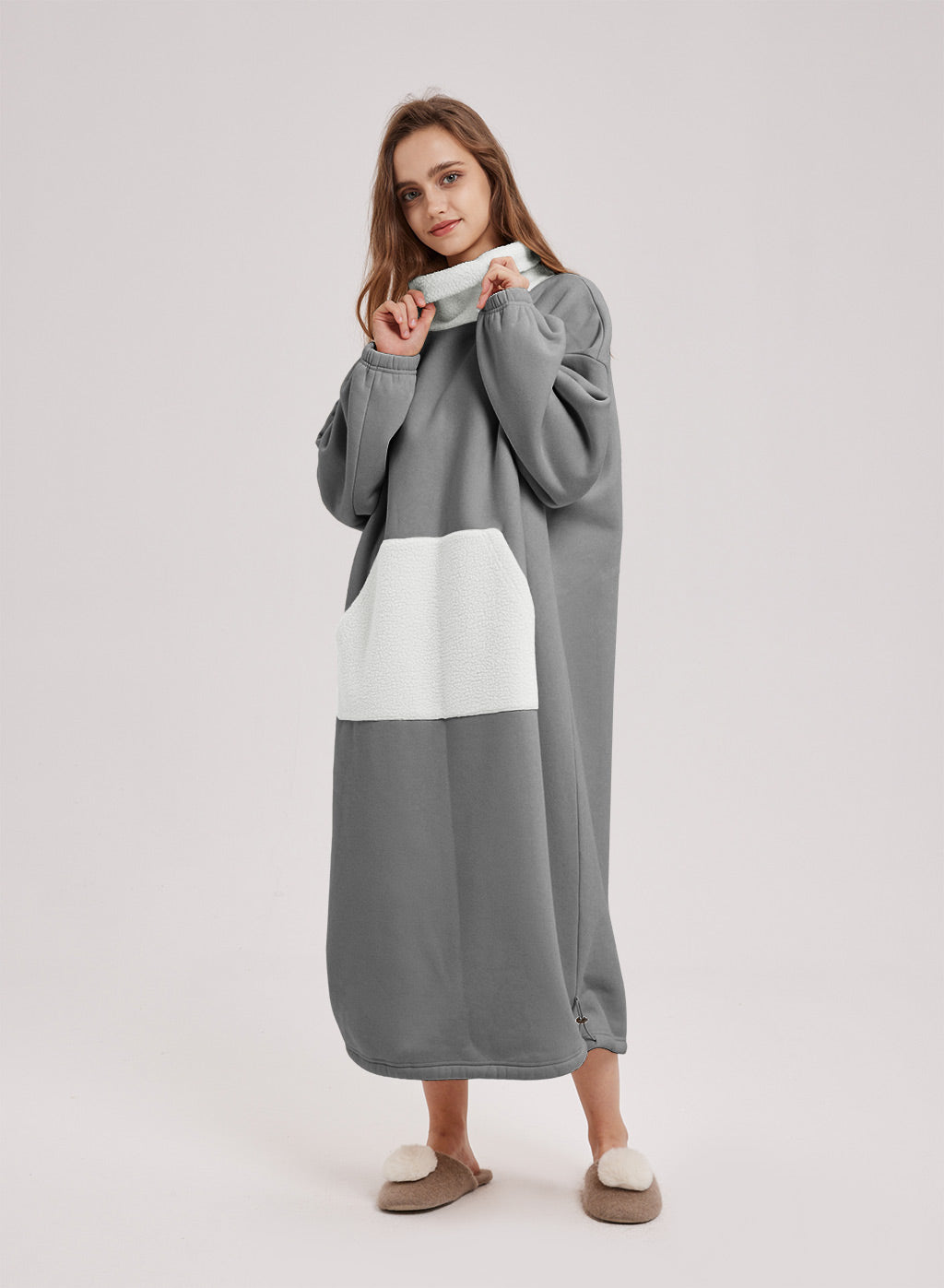 Oversized Fleece Knit Dress