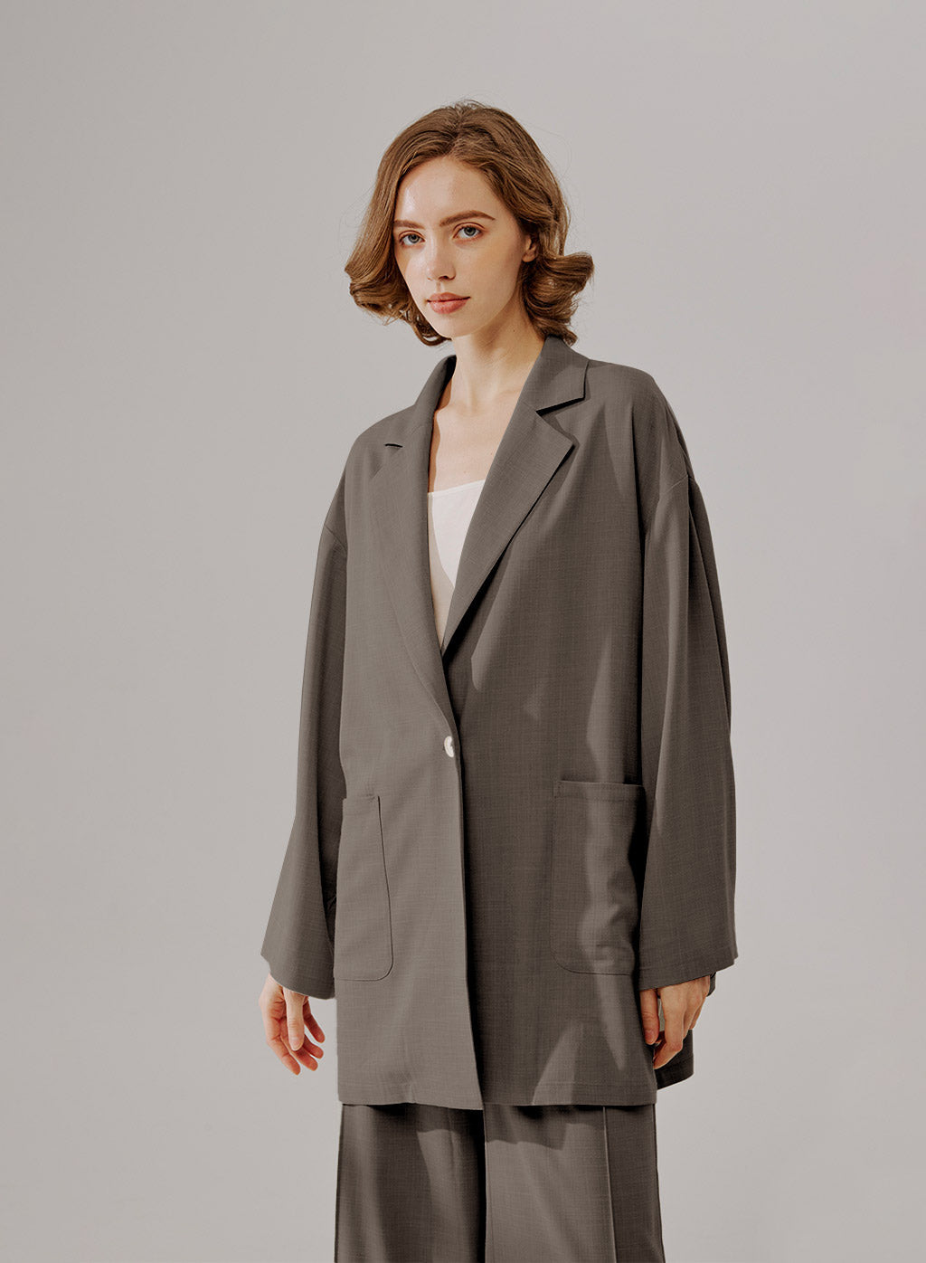 Oversized One-Button Blazer