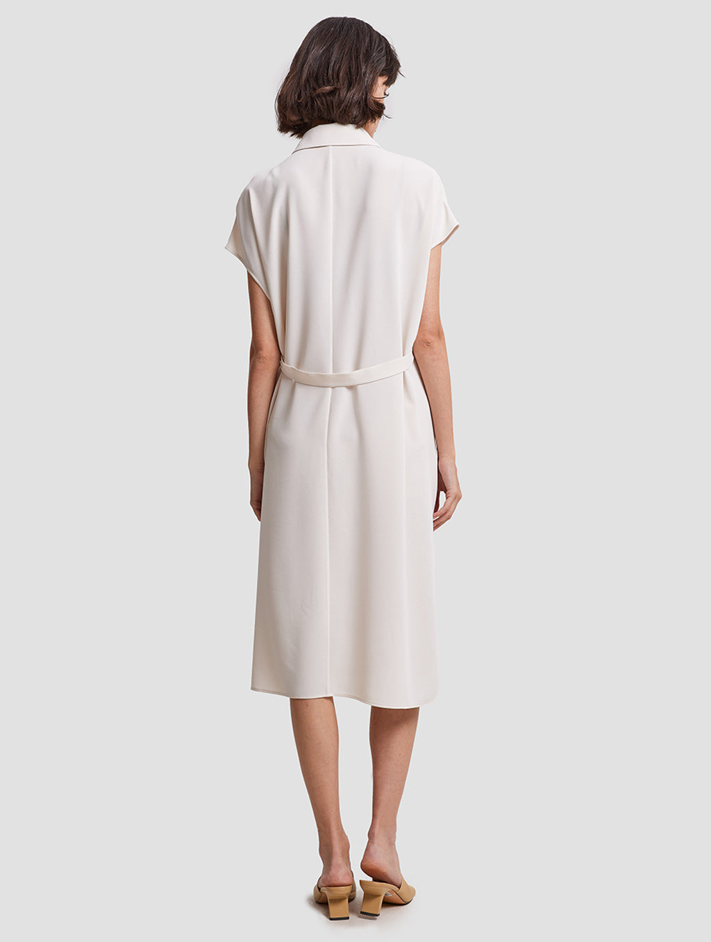 Pleated Waist Shirt Dress