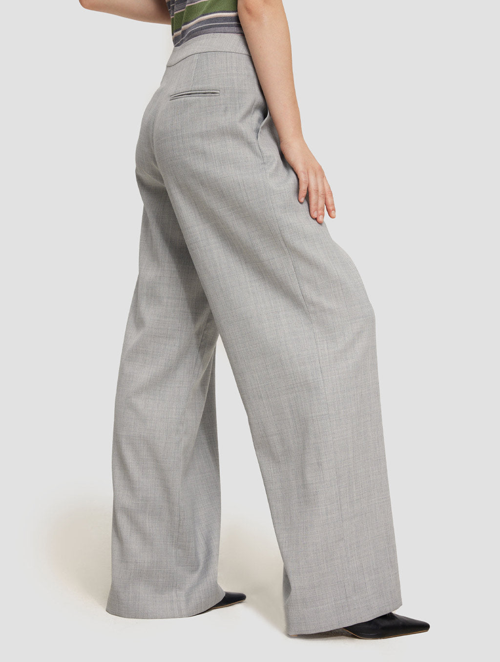 Pleated Wide Leg Pant-side-gray