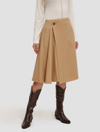Pleated Wrap Skirt-side-camel
