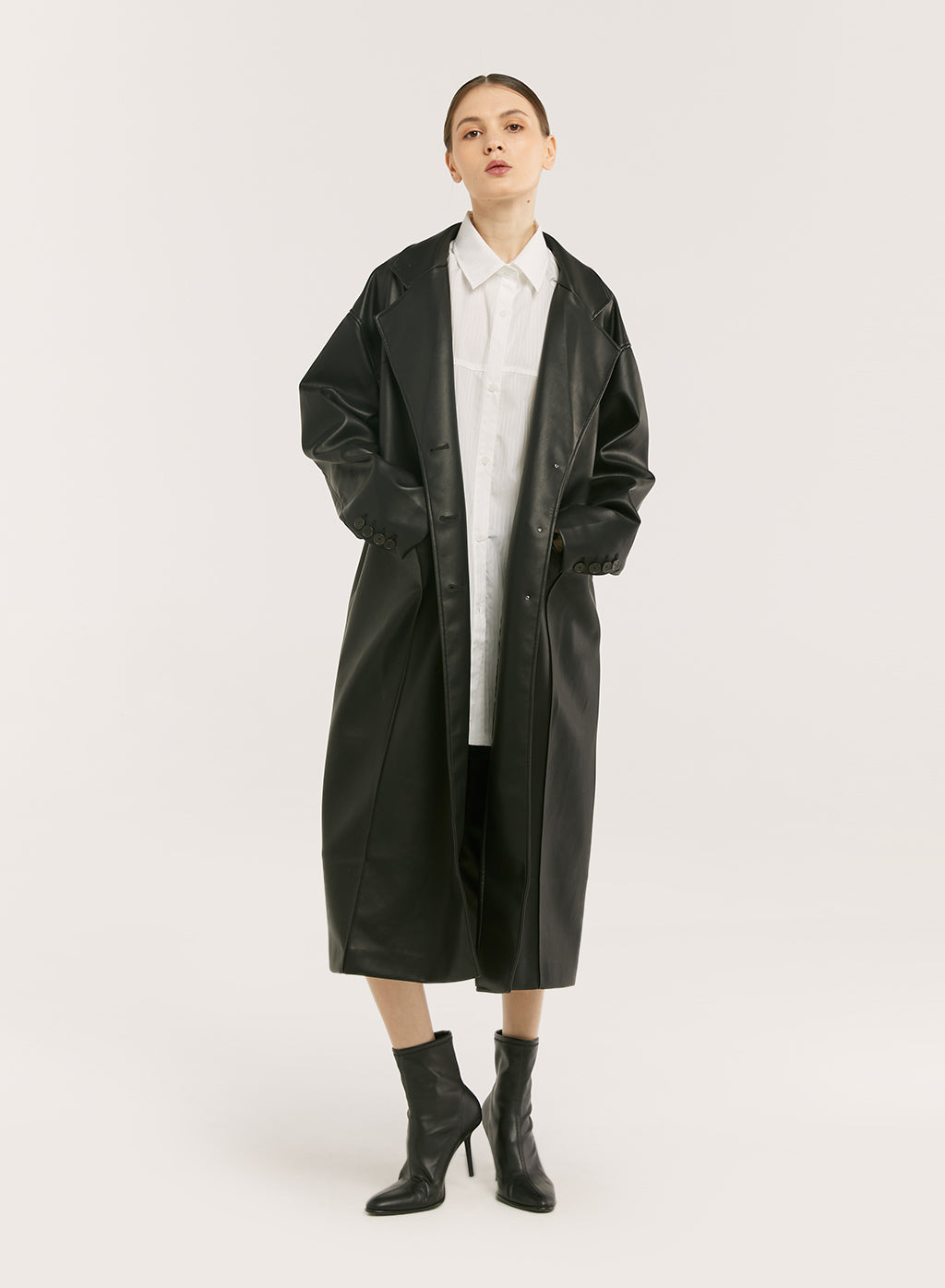 Relaxed Faux Leather Coat