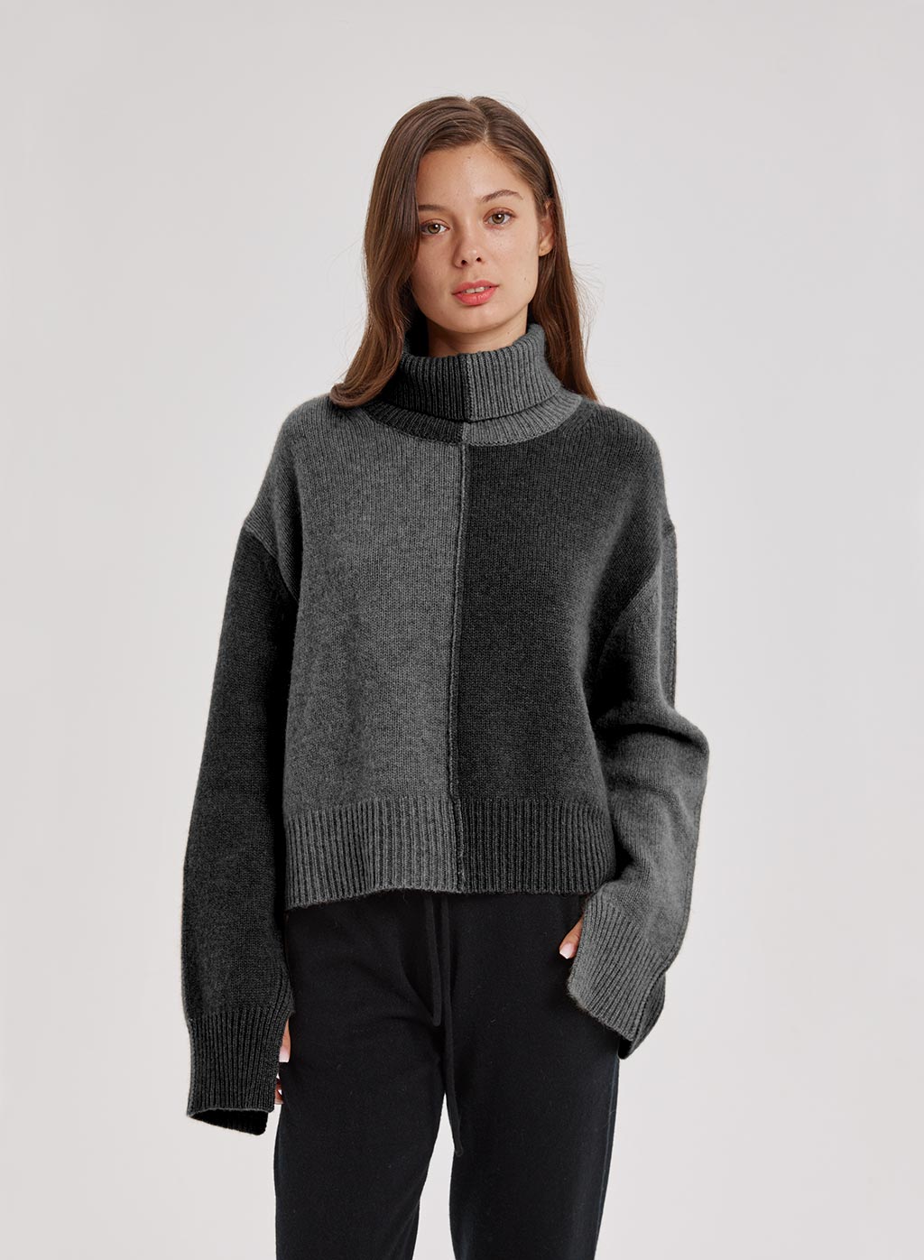 Relaxed High Neck Yak-Wool Sweater