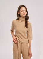 Ribbed Three-Quarter Sleeve Sweater