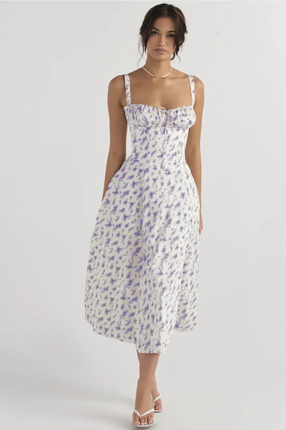 Sleeveless backless printed dress