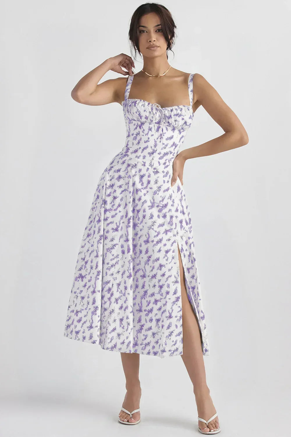 Sleeveless backless printed dress