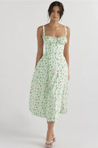 Sleeveless backless printed dress