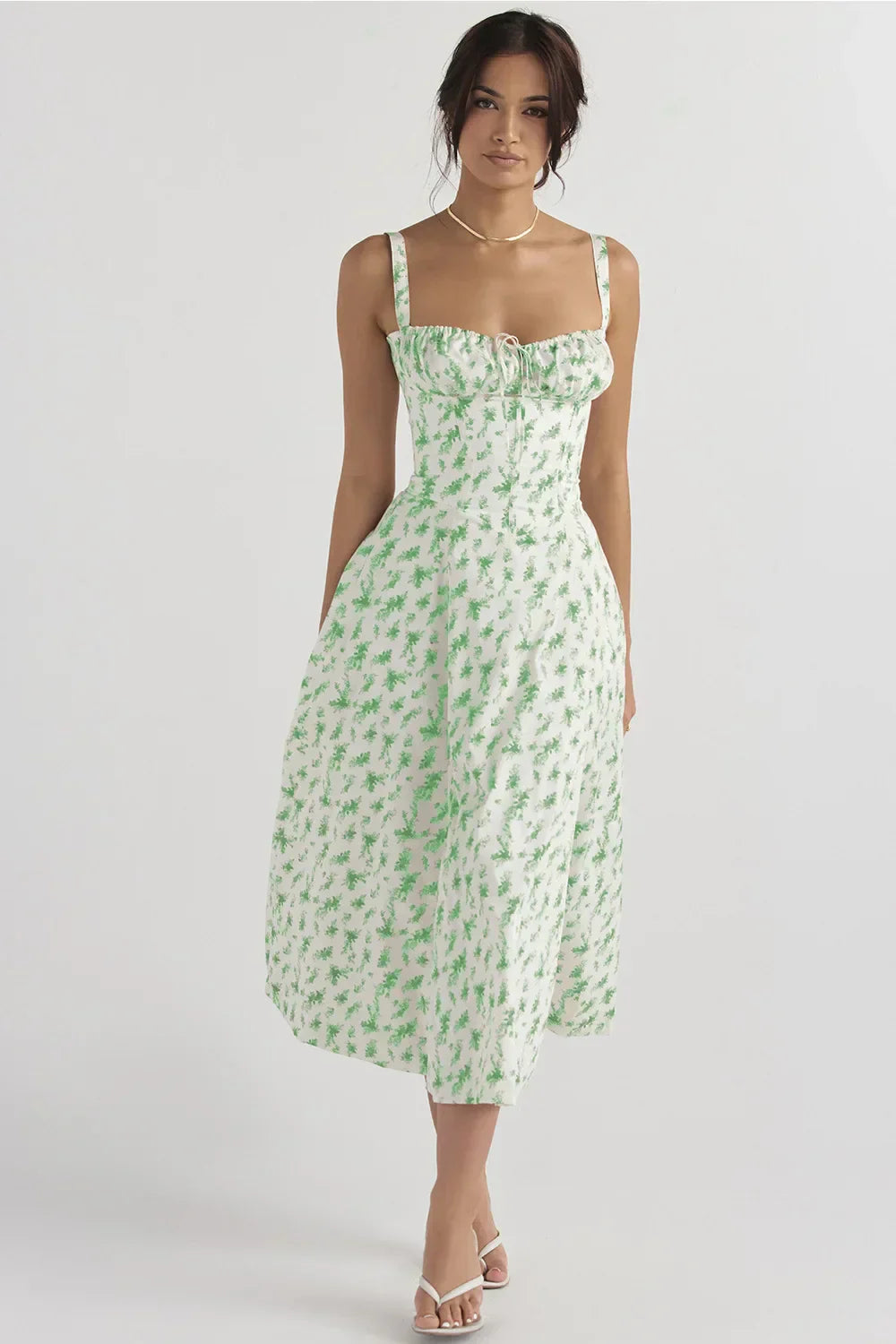 Sleeveless backless printed dress