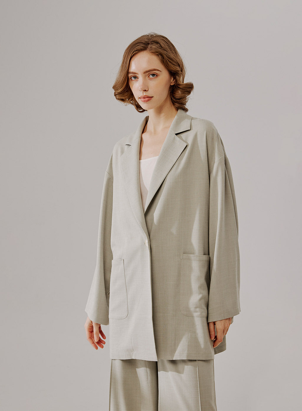 Oversized One-Button Blazer