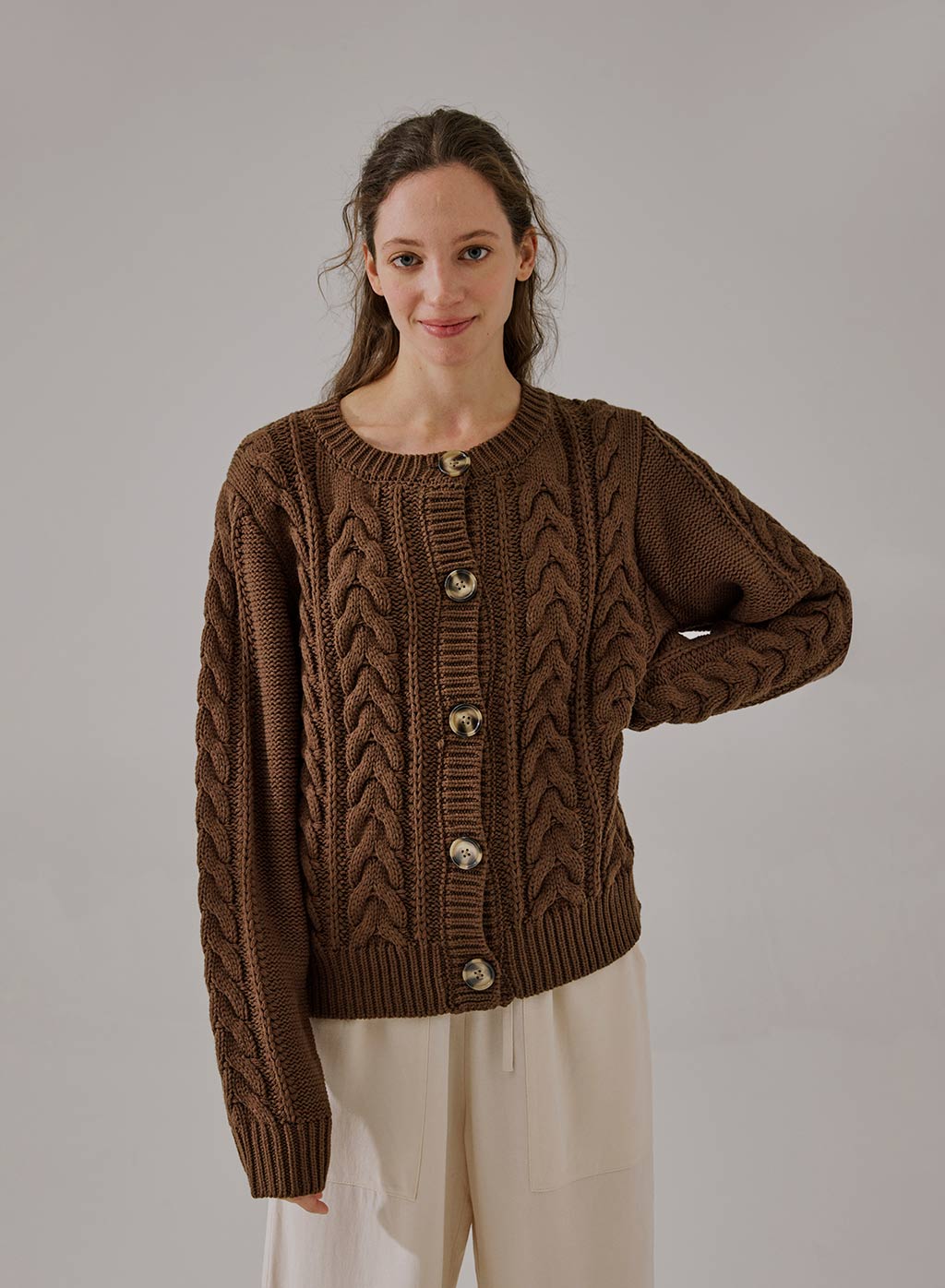 Marble-Button Cardigan