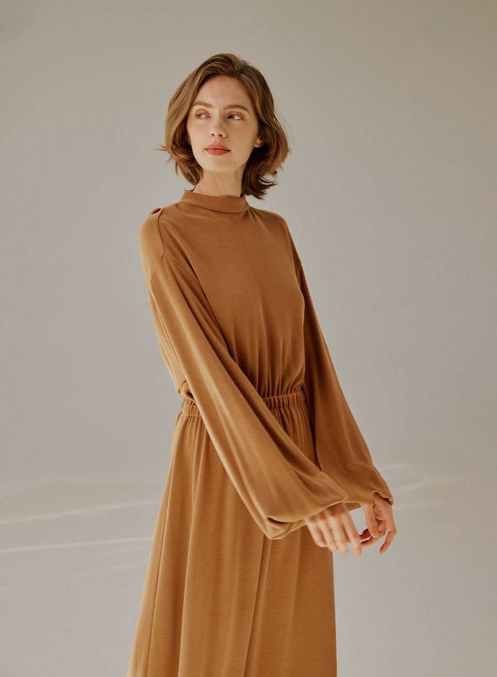 Modal Puff-Sleeve Maxi Dress