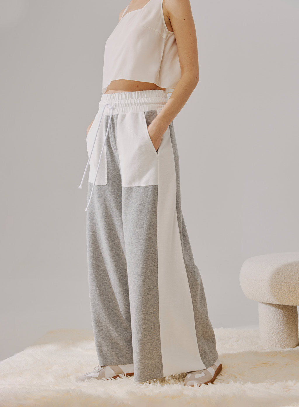Two-Tone Wide Leg Pants