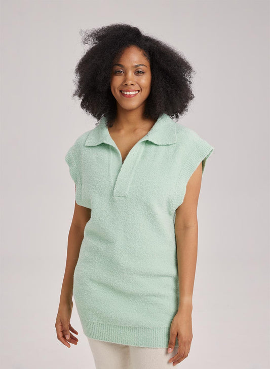 Wing-Neck Knit Vest