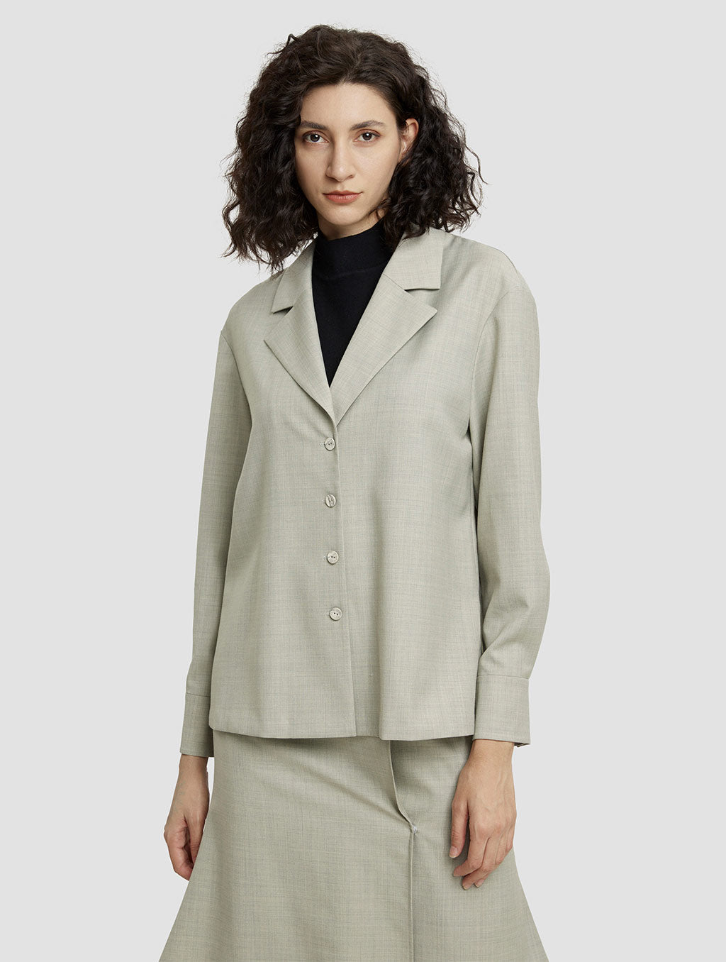 Wool Blend Buttoned Shirt