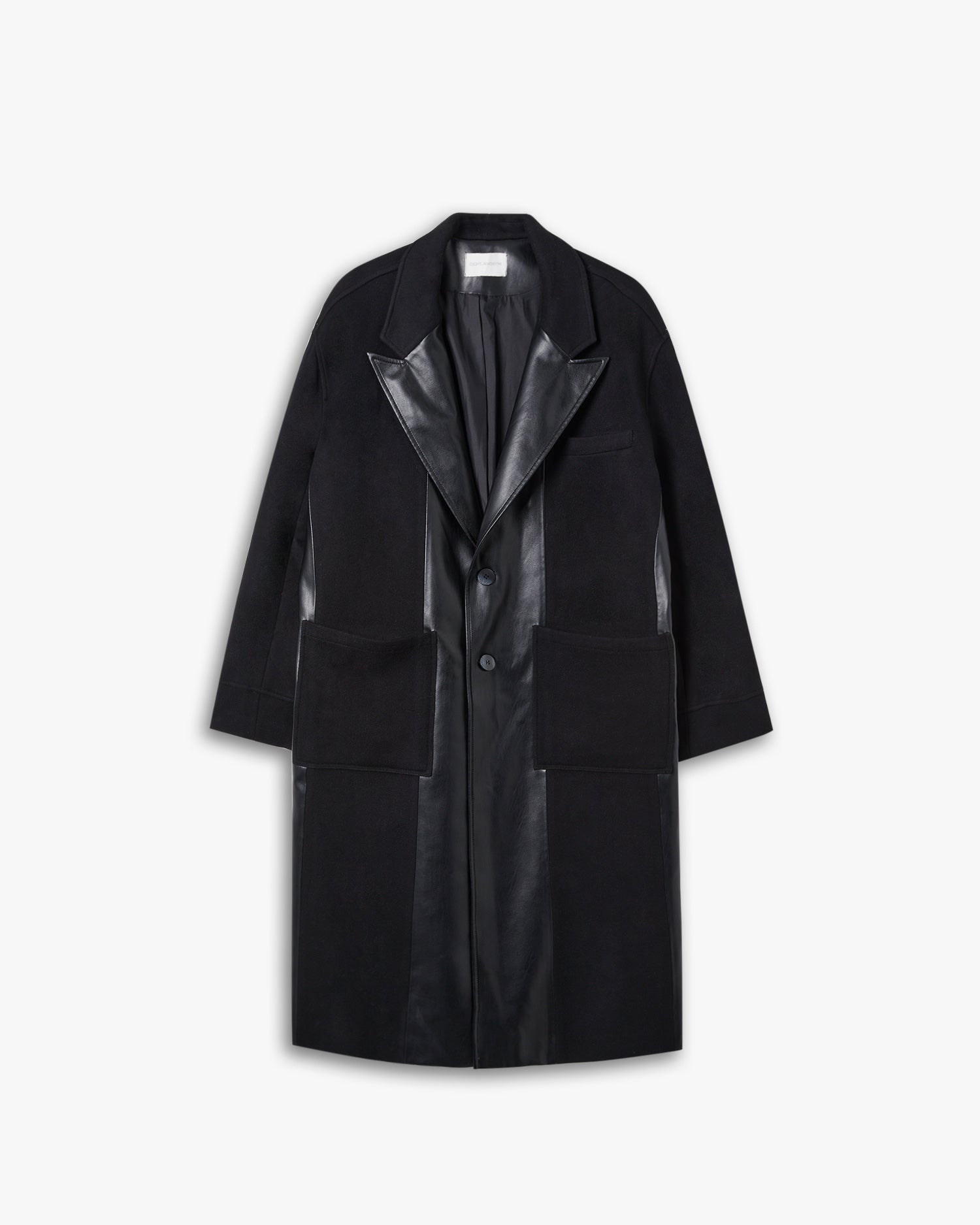 Wool &Faux-Leather Panel Coat