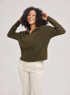 Zip High Neck Ribbed Sweater