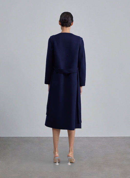 A-line Belted Cashmere-Wool Coat — SILK MAISON