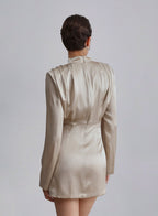 Long Sleeves Pleated Silk Dress image 1