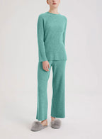 Camel Hair Leisure Rib-Knit Set - Bright Blue, L image