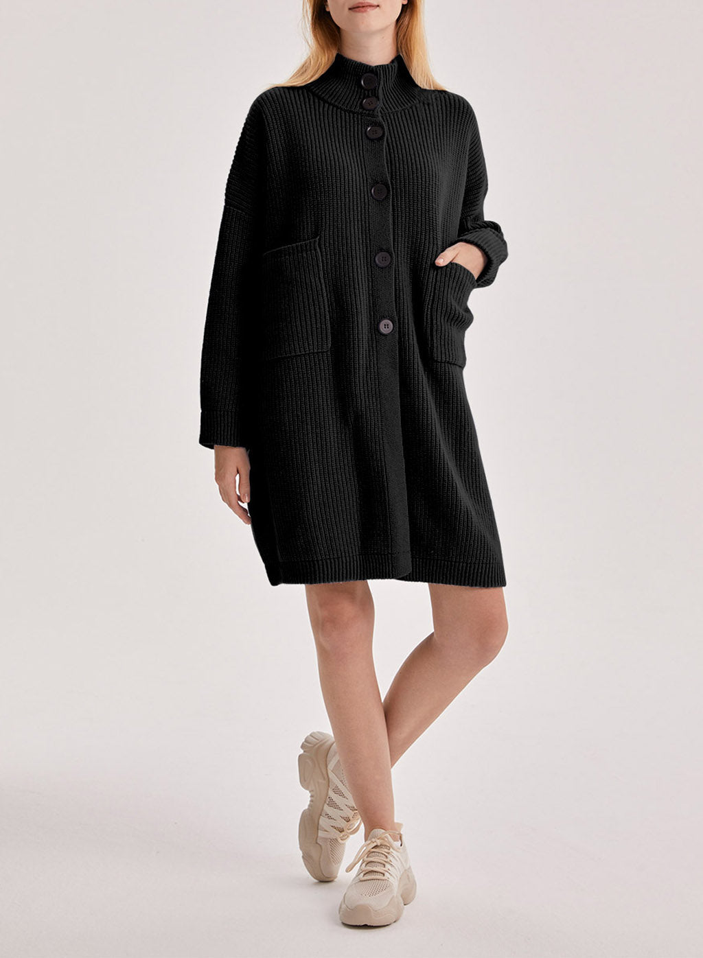 Box Cut Yak Wool Cardigan - Black, S image