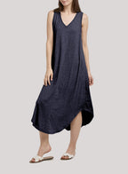 Curved Hem Tank Dress - Denim, S image