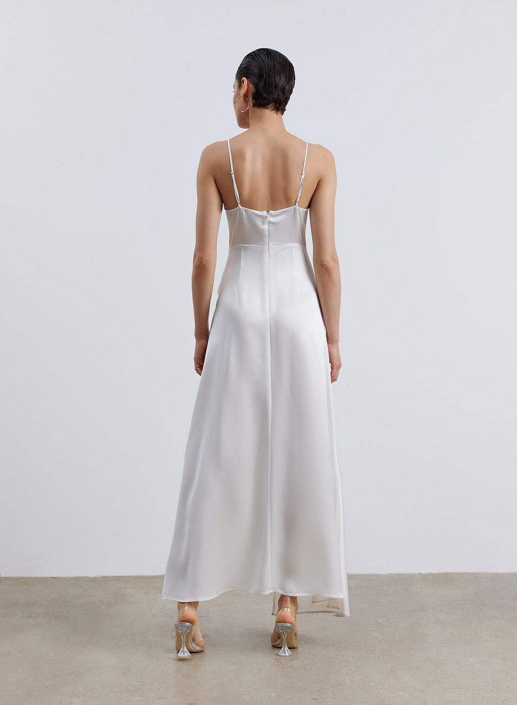 Pleated Front Satin Slip Dress image 1