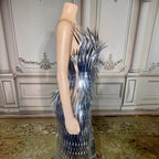 Stage Advanced Light Luxury Evening Dress Sequined Design Side Slit Tail Slim Temperament image 2