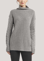 Oversized Pure Cashmere Turtleneck Sweater - Smoke, XS image