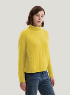 Roll-Neck Cable-Knit Wool-Cashmere Sweater - Yellow, S image