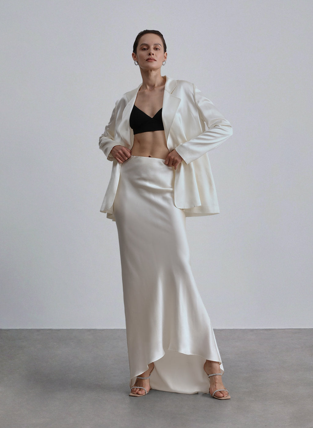 Floor-length Silk Skirt - Ivory, XS image