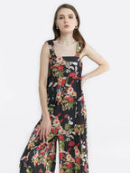 Square Neck Floral Jumpsuit - Robin Egg, M image