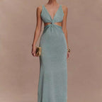 V-neck kink vest long skirt